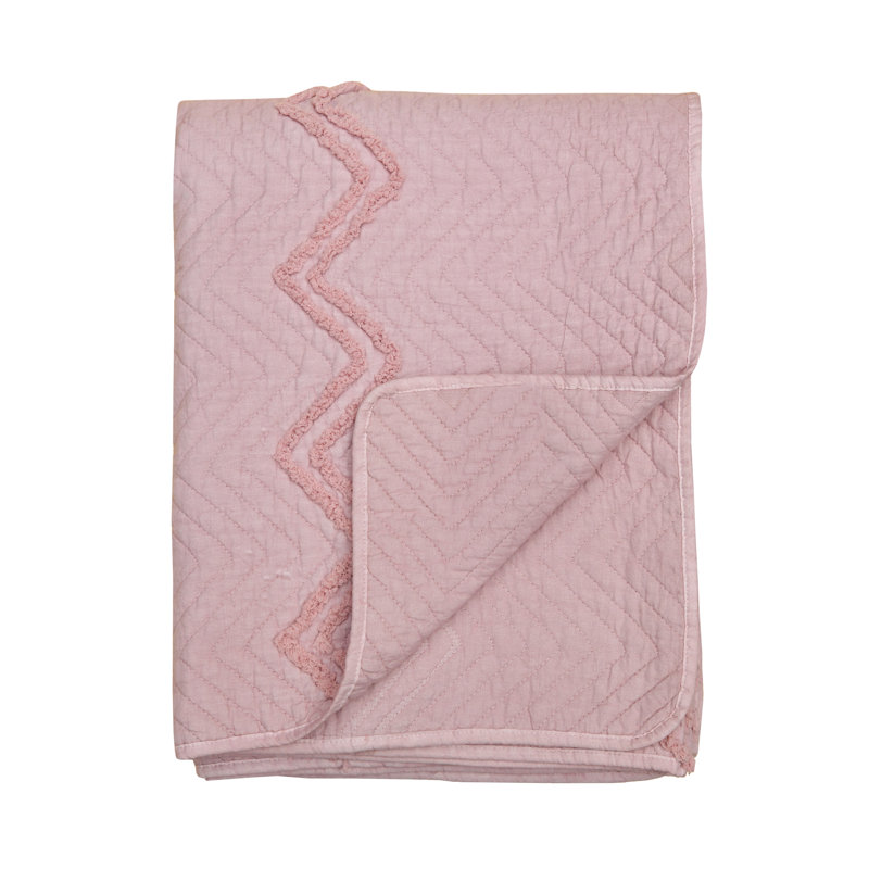 Bunia Polyester Solid Colour Bedspread, Blush