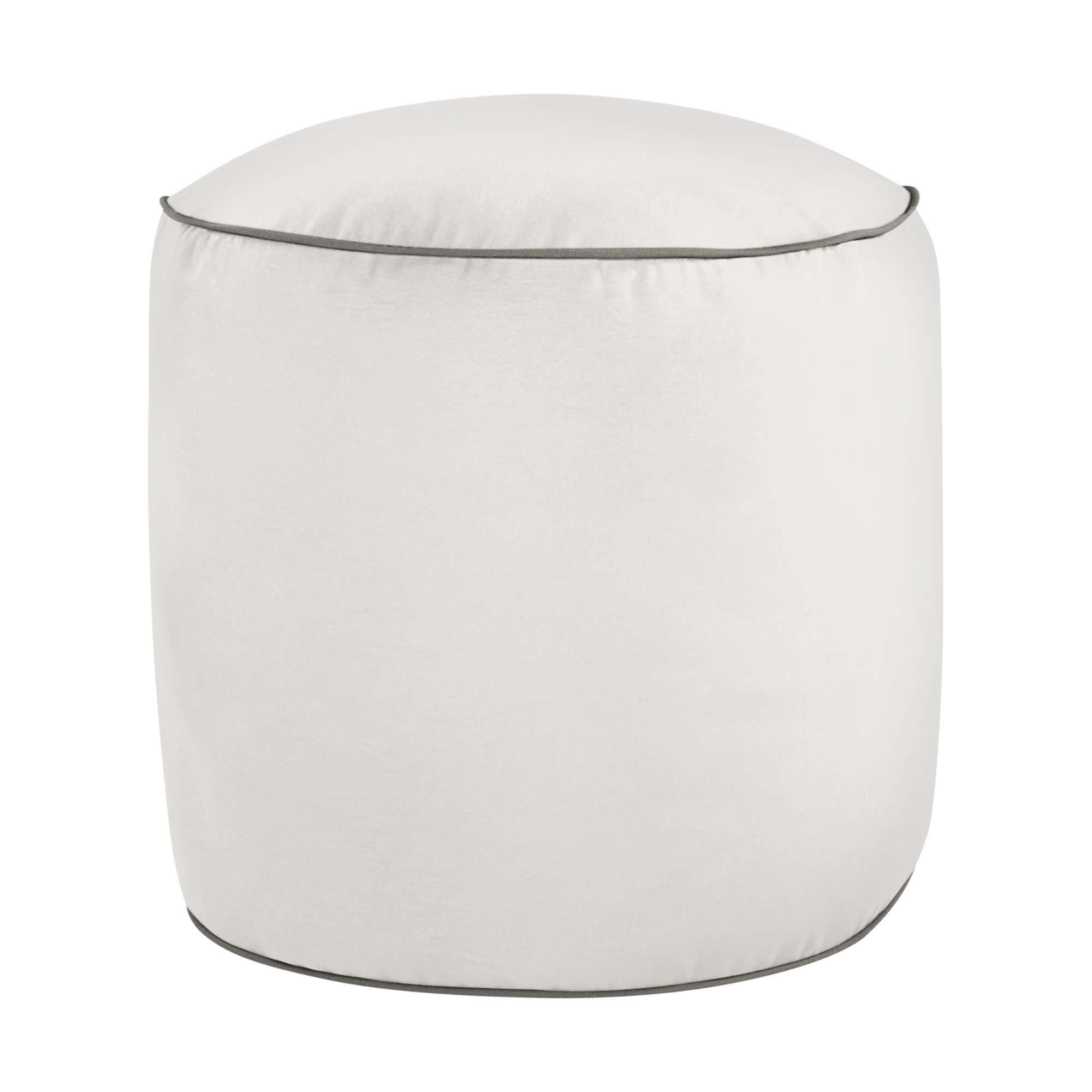 Demi Round Upholstered Outdoor Ottoman with Sunbrella® Cushion, Canvas Natural Sunbrella® Canvas