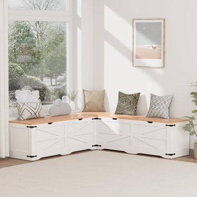 L-Shaped Corner Storage Bench with Cushioned Seating, Kitchen Breakfast Nook Bench, Space-Saving Entryway Corner Bench