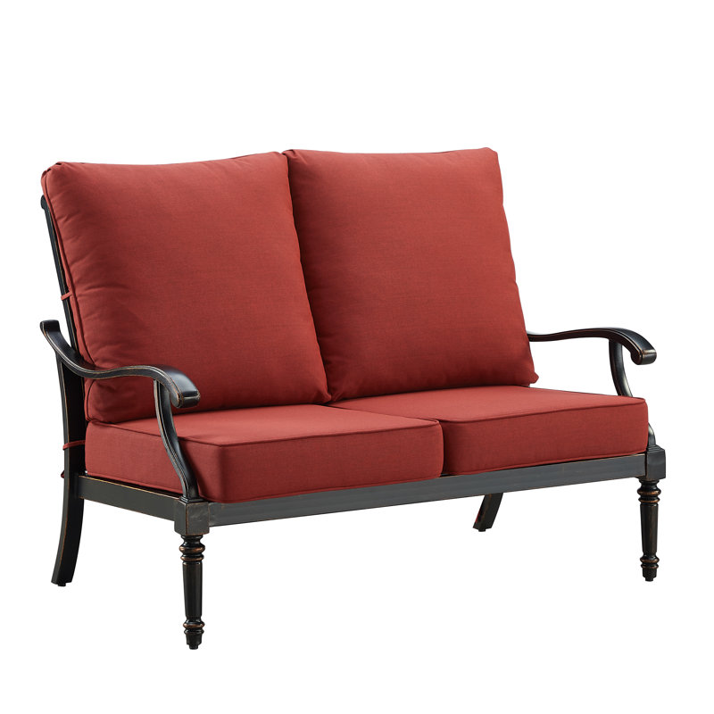 53.1'' Wide Straight Aluminum Loveseat with Cushions, Red