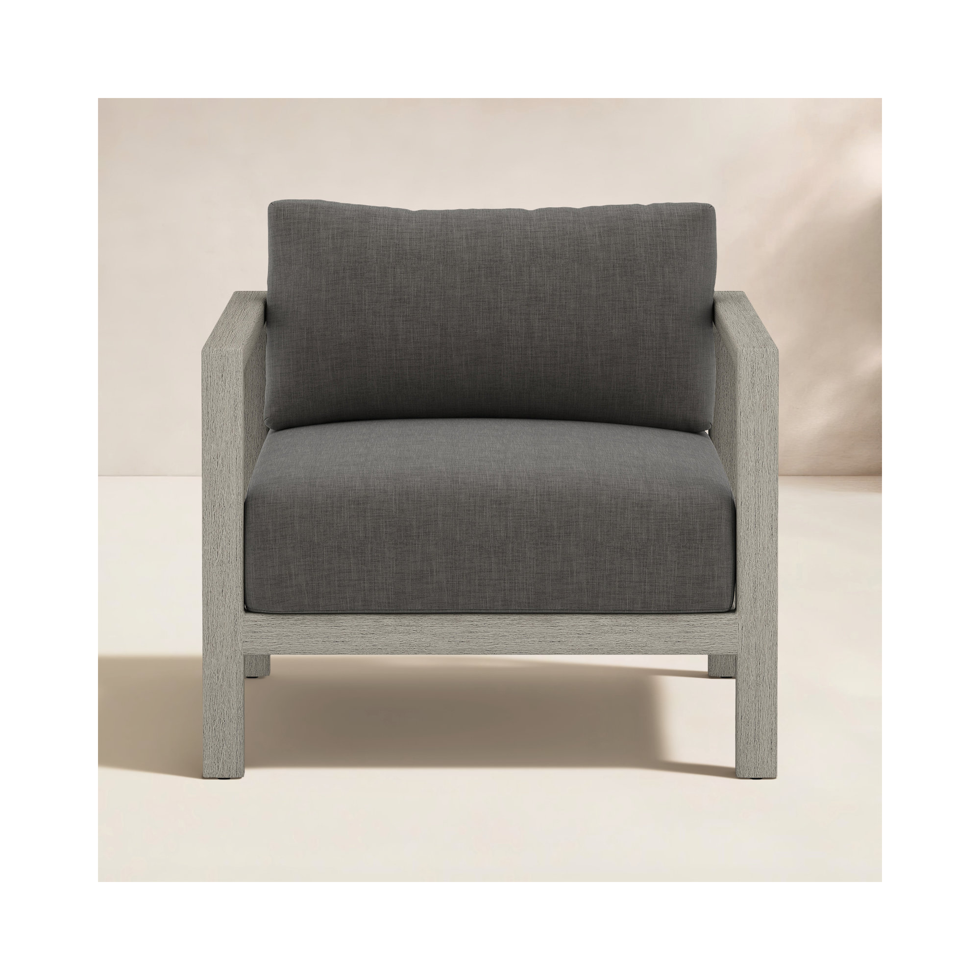 Rosita Teak Outdoor Lounge Chair, Weathered Gray, Gray