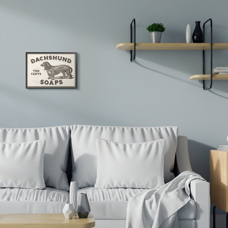 « teckel soap », art textuel sur enseigne, H 11 po x l 14 po, Giclée encadrée noir minuit