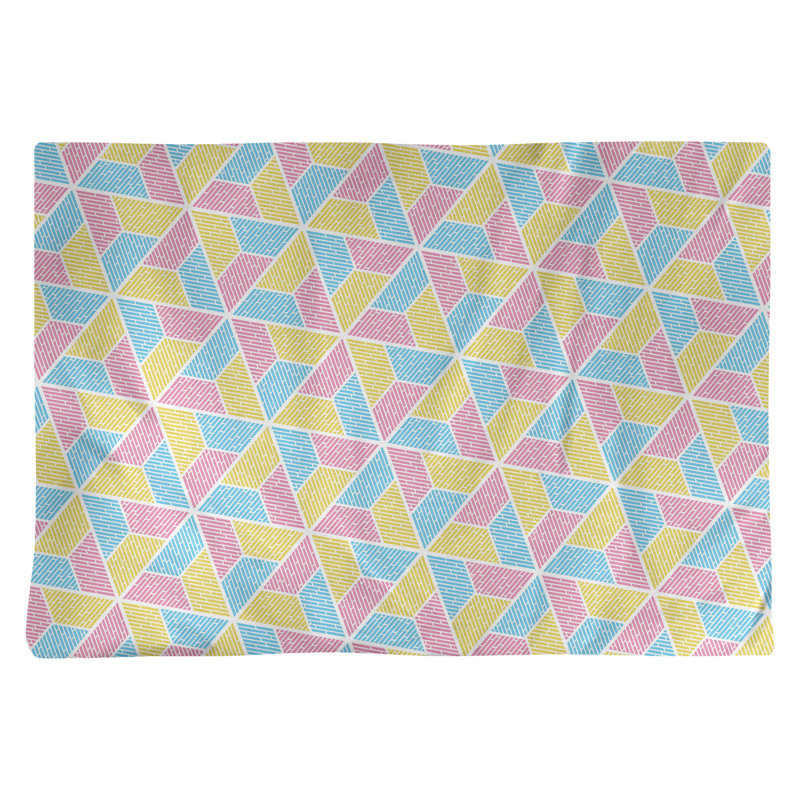 Napperon en coton à trois trapézoïdes de 18 po, Jaune/Bleu/Rose