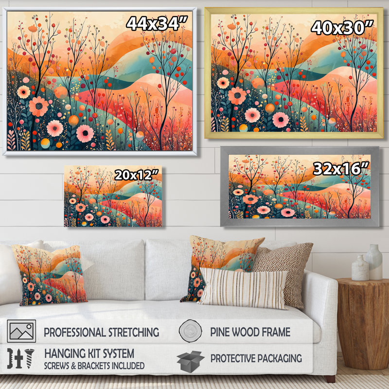 «Ingedore Pastel Colors of Desert Blossom Landscape I - Abstract Botanicals», art mural, H 30 po x l 40 po