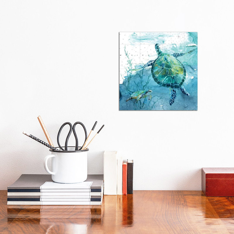 « Island Swim II » par Carol Robinson, reproduction d’art, Pas de tapis, Toile tendue, H 12 po x l 12 po x P 1,5 po