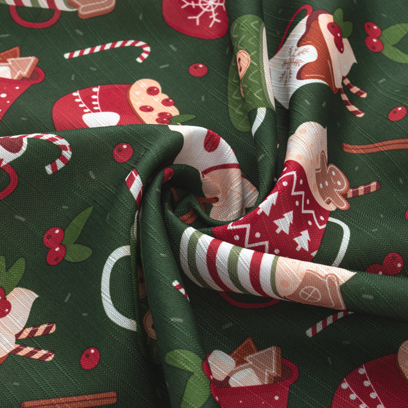 Keymiyah Hot Cocoa Christmas Holiday Kitchen Curtain