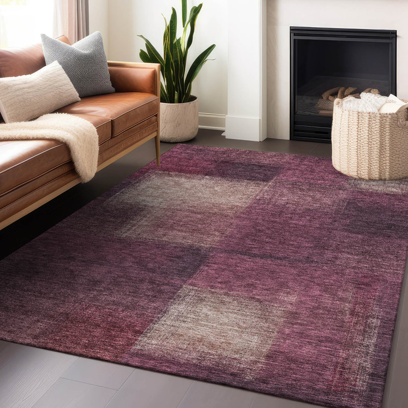 Premium Machine Washable Tweedy Plum Rug, Rectangle 8' x 10'