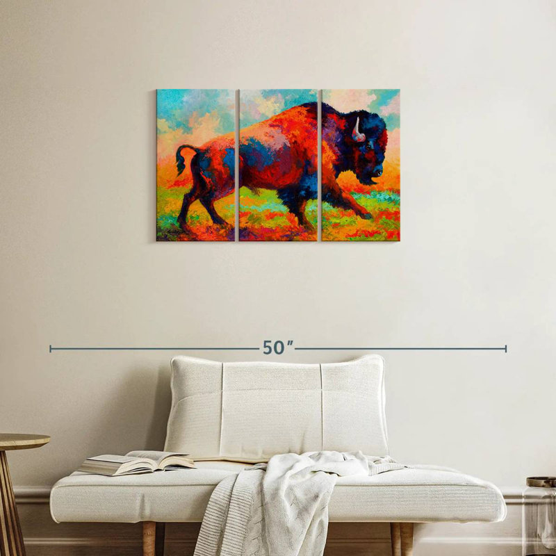 Brampt Bison Running Free, 20" H x 33" W