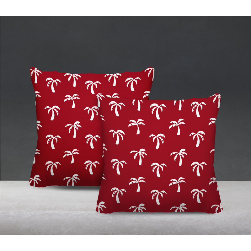 Housse et insert de coussin décoratif intérieur / extérieur en mélange de polyester, L 15 po x H 15 po, Rouge