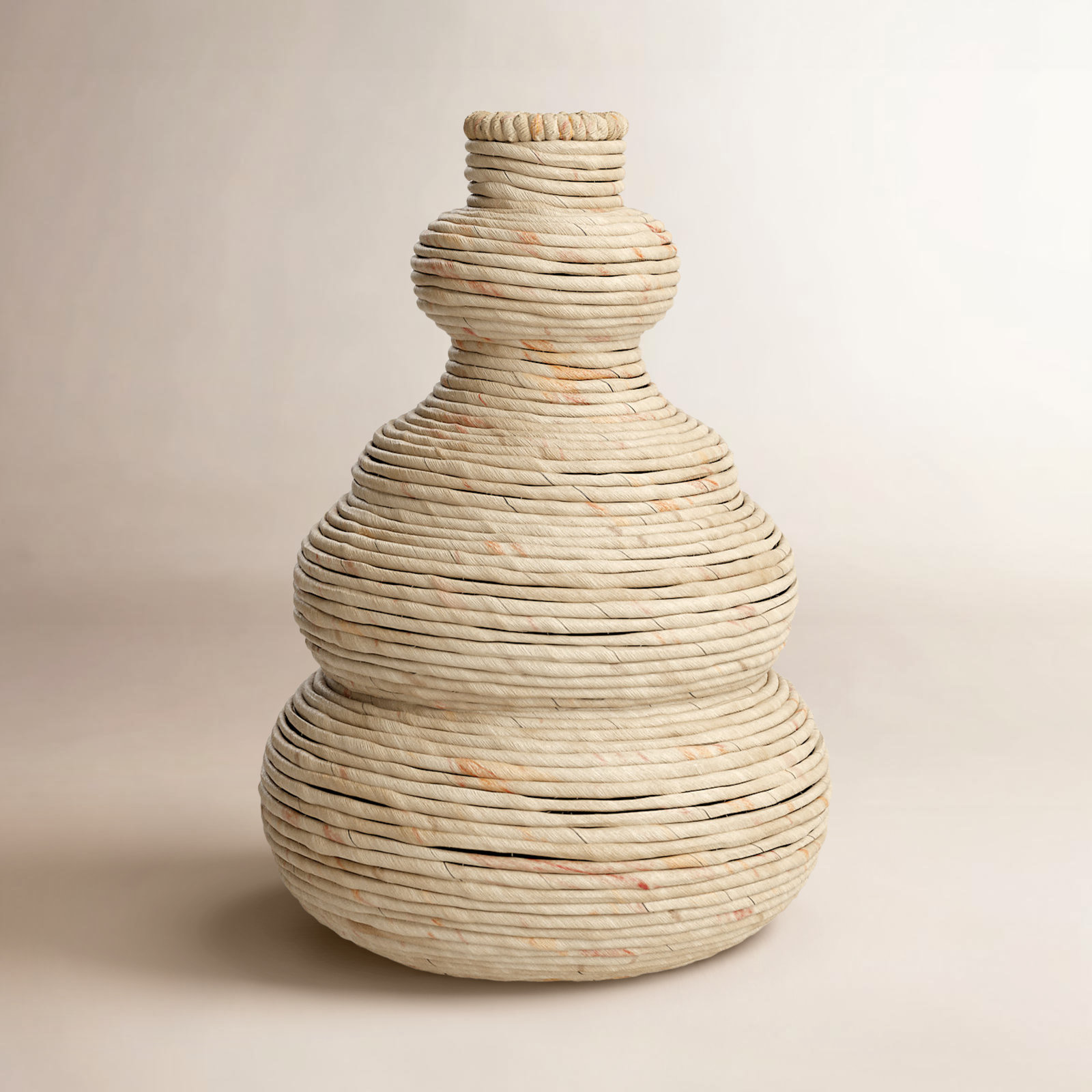 Seagrass Handmade Wrapped Decorative Vase with Abstract Bubble Shape, Beige