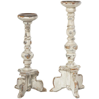 Herefordshire 20'' H Wood Tabletop Candlestick