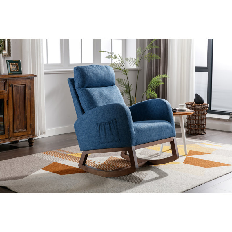 Chaise de chambre de bébé à bascule avec dossier haut pour le salon, Bleu