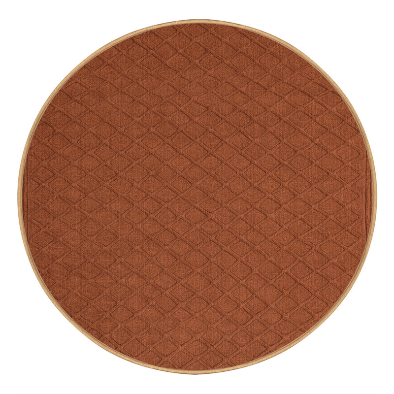 Machine Washable Trellis Brown Area Rug, Round 4'