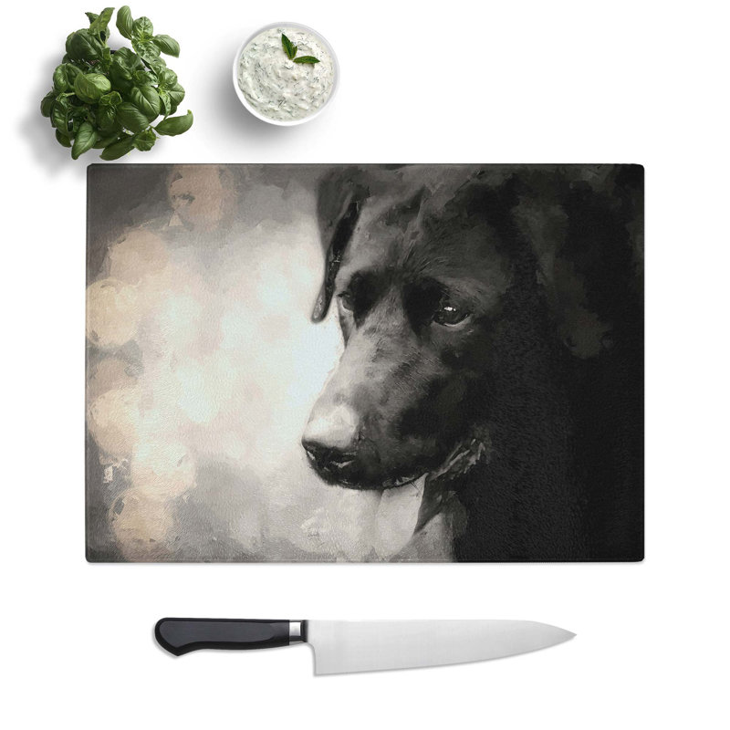 Tempered Glass Labrador Chopping Board, 28.5 cm W x 20 cm L