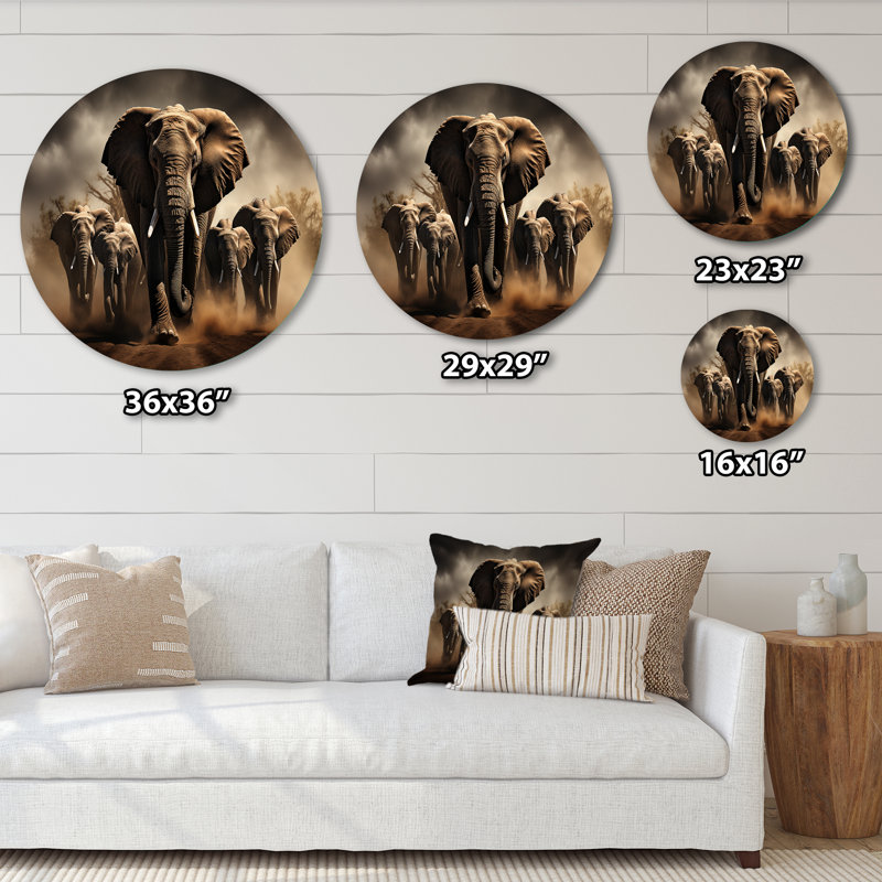 Cheung - animaux, art en métal rond, H 36 po x l 36 po
