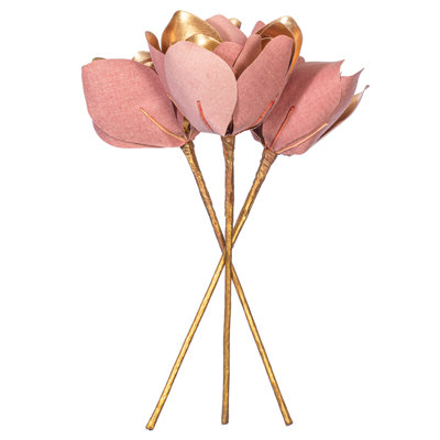 Primrue 13" Artificial Red Magnolia Pick 3/Bag. Includes three pieces per bag.