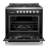 Cosmo 36 In. Nebula Collection 3.8 Cu. Ft. Gas Range, 5 Burners, Rapid Convection Oven, Cast Iron Grates In Matte Black