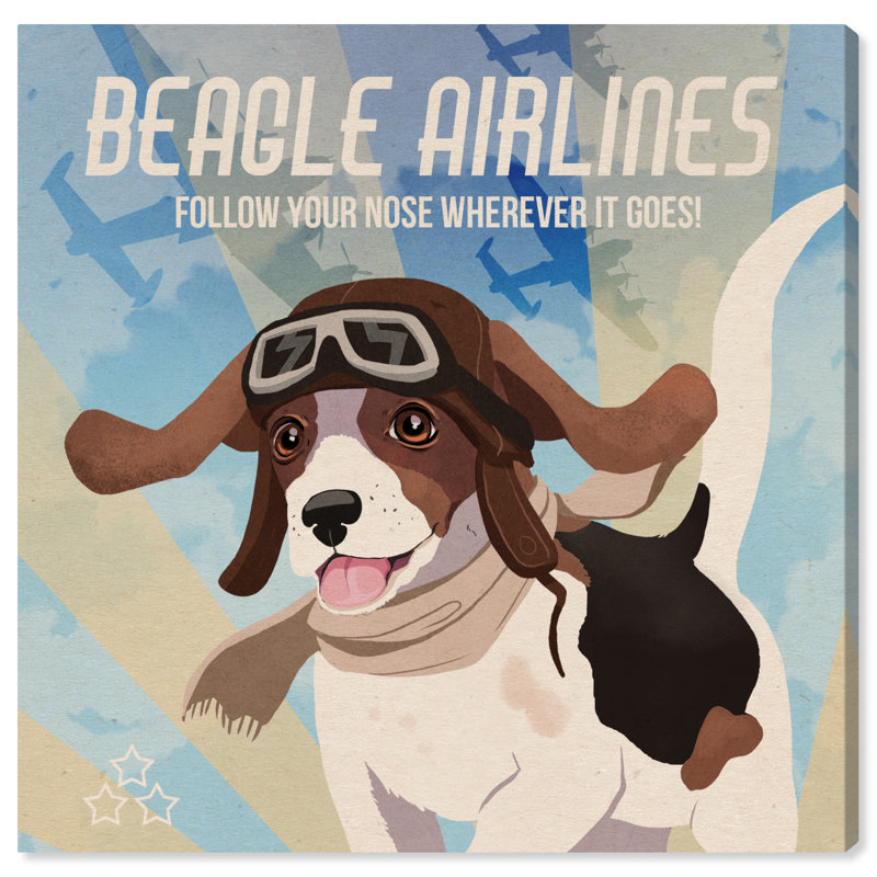 «Beagle Lignes aériennes», reproduction d'impression, Toile tendue, H 40 po x l 40 po x P 1,5 po