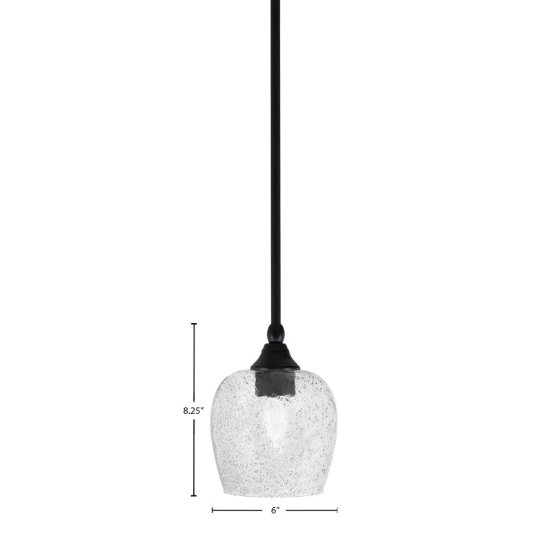 Stem Hung Mini Pendant With 6" Glass, Smoke