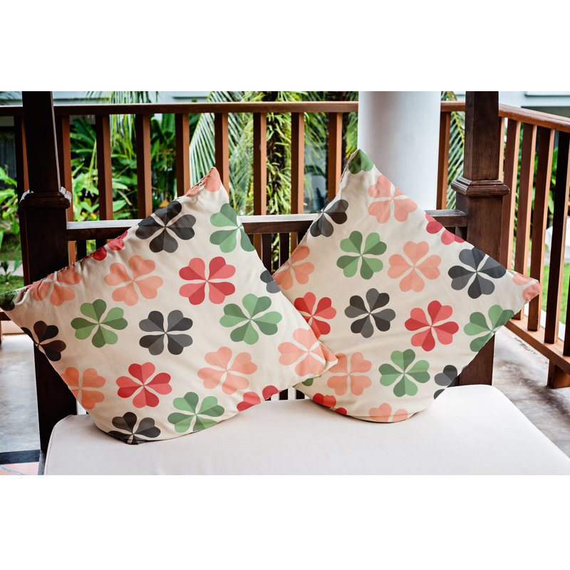 Floral Outdoor Reversible Throw Pillow, 20" x 20", Pepper