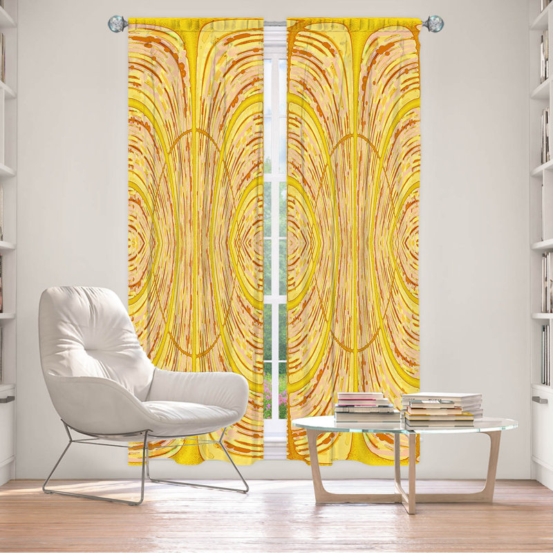 Paire de rideaux obscurcissant en polyester Hachiro, L 20 po x L 61 po, Jaune et orange