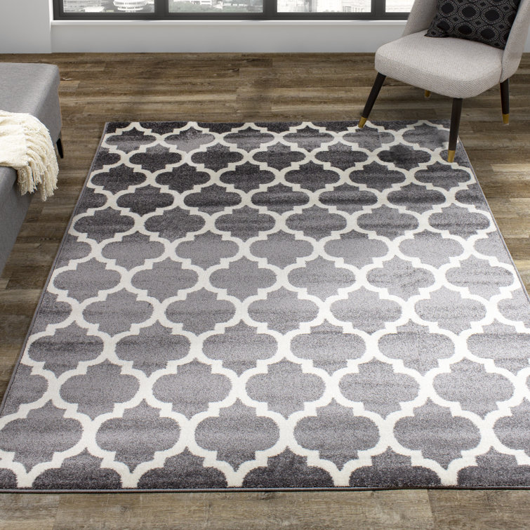 Tapis gris / crème à motif géométrique Aleighia
