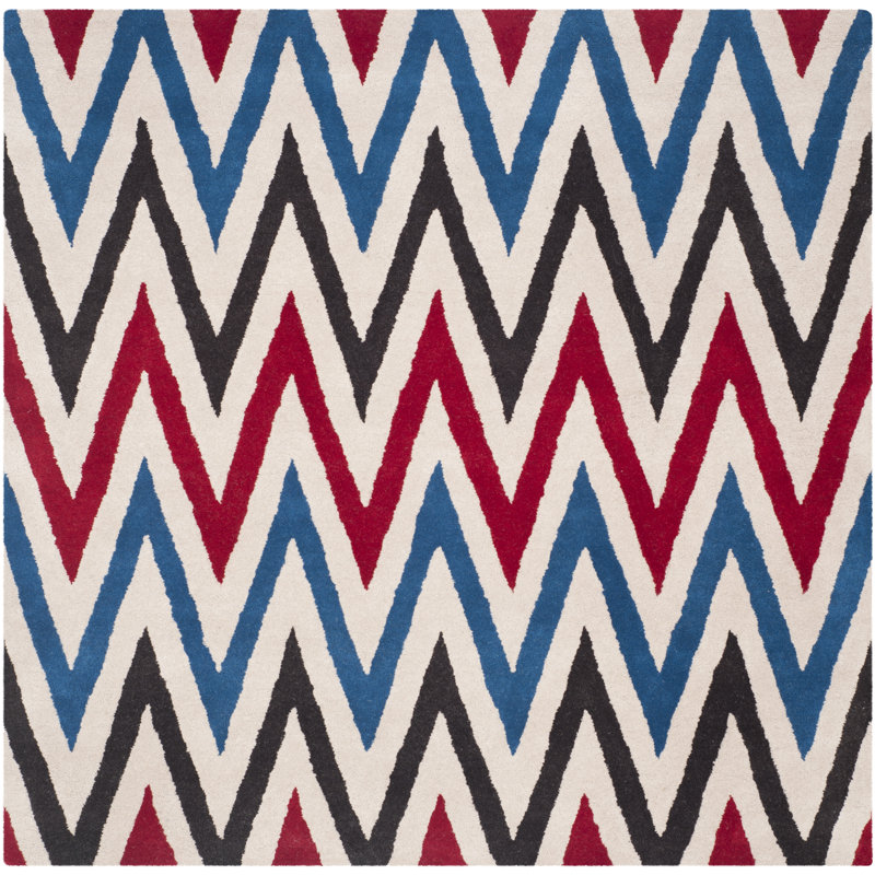 Deedie Hand Tufted Wool Chevron Rug, Square 7'