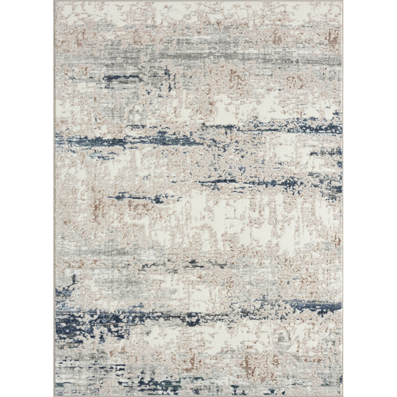 Tapis ivoire / gris / bleu Modern Abstract Performance, Rectangle 2 pi 2 po x 3 pi