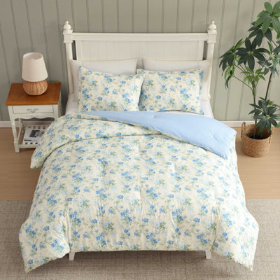 Ensemble de couette réversible en coton imprimé Laura Ashley