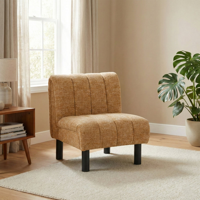 Premium Sofa Touch Fabric Accent Chair, Mustard
