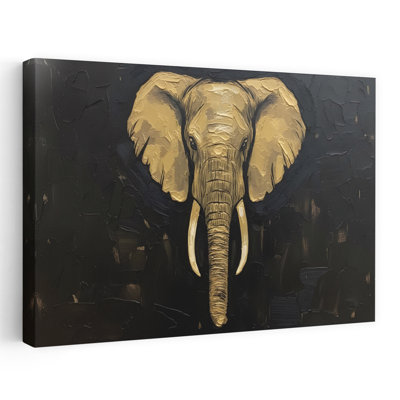 Gold Elephant Abstract Bird Cherry Peony Flower Forest Wall Art