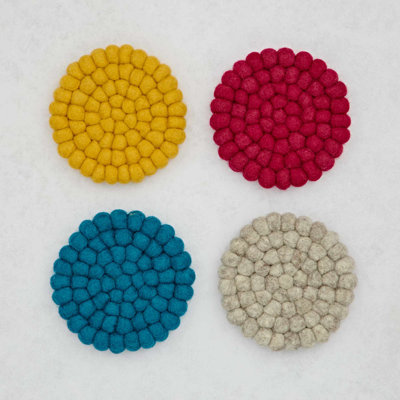 Handmade Felt Ball Coasters