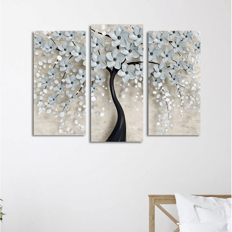 Superbe ensemble de 3 peintures sur toile décoratives, cadre en bois, 100% imprimé numérique, 7,9 x 15,7 pouces (2 pièces), 7,9 x 17,7 pouces (1 pièce) | 60% coton / 40% polyester | Parfait pour le salon, la chambre à coucher et le bureau