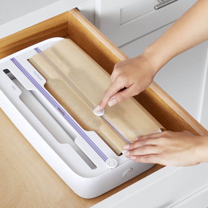 YouCopia® StoraRoll™ Wrap Dispenser, 3-in-1, Organizer for Foil and Wax Paper, Speckled White