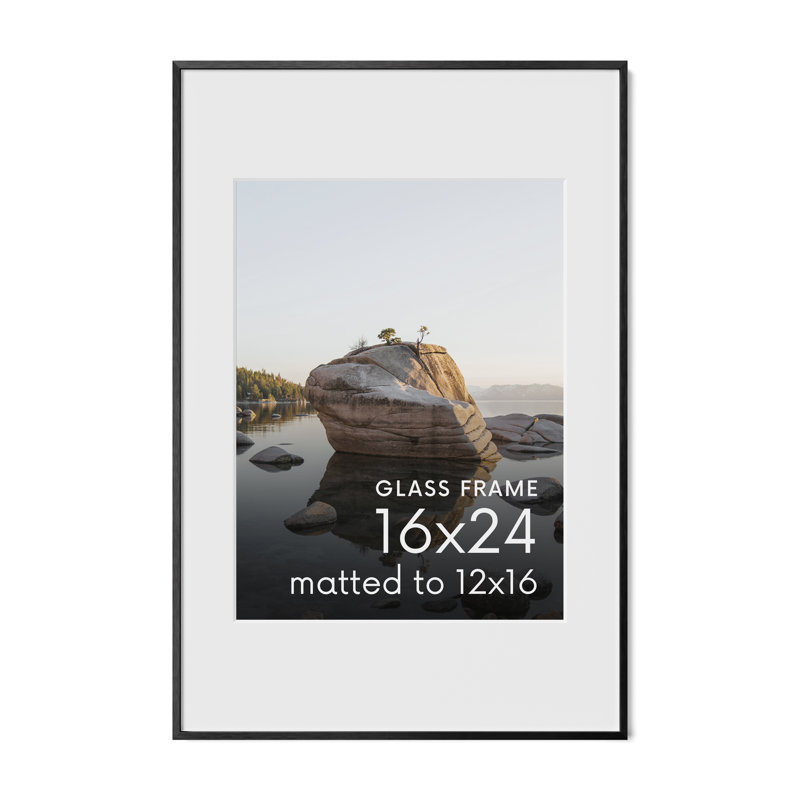 Cadre photo en métal avec verre, Noir, L 16 po x H 24 po