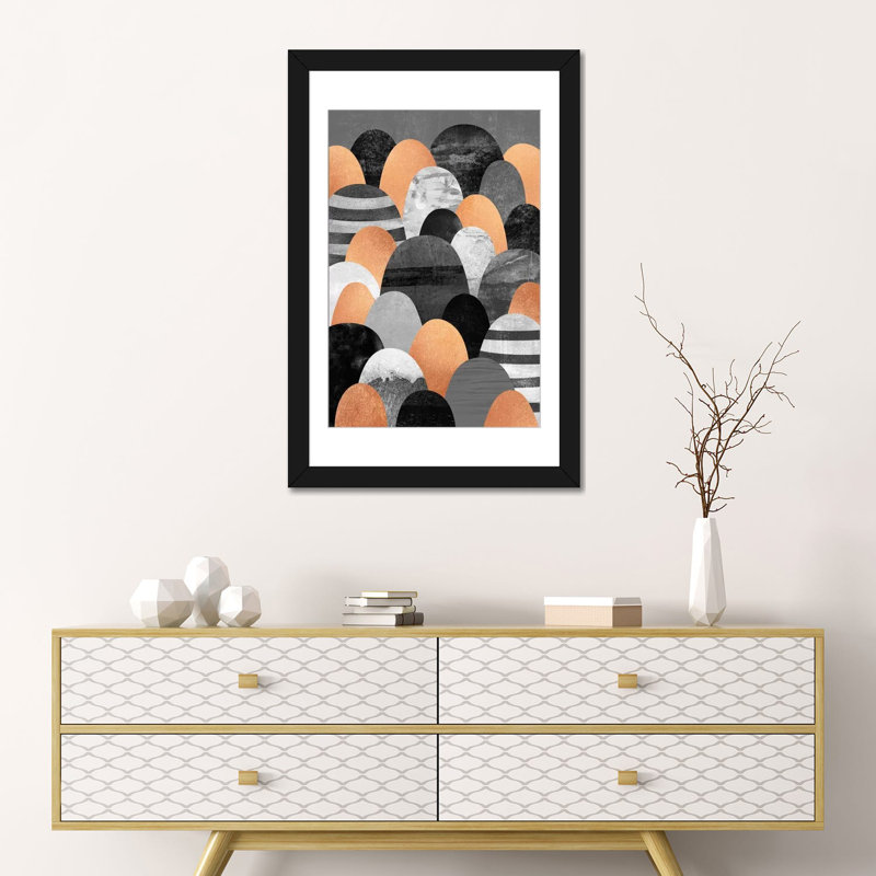 « cuivre rocks », impression sur toile tendue, Papier d'art encadré noir, Blanc, H 24 po x l 16 po x P 1 po