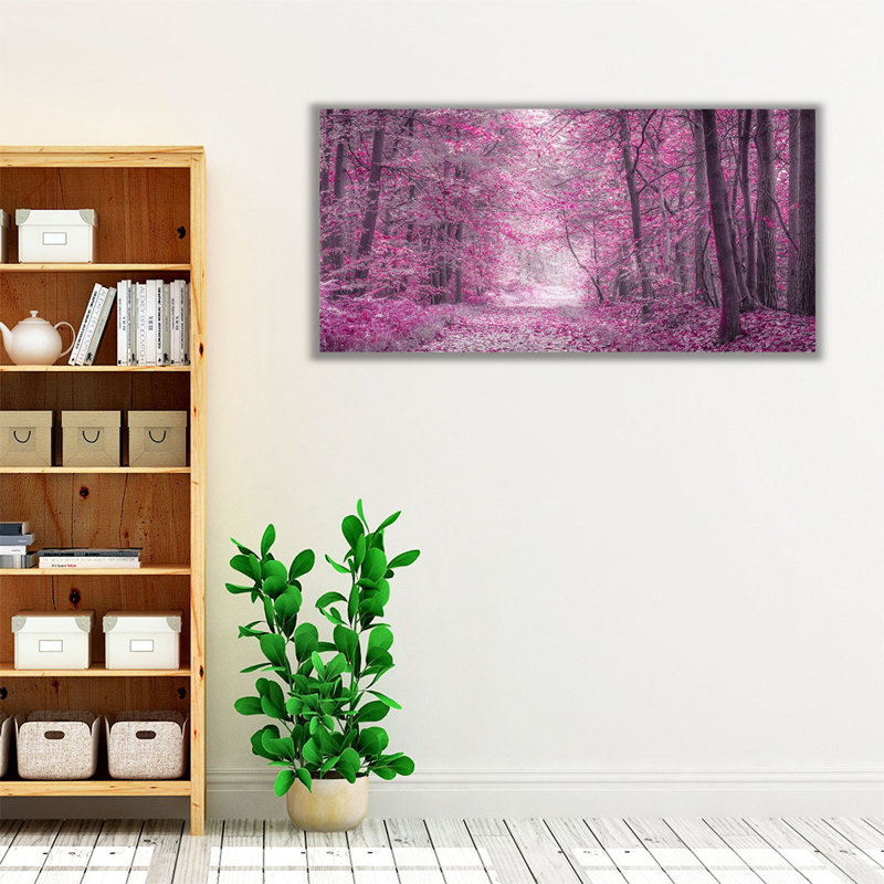 Sentier à travers la forêt d'automne - reproduction d'art sur toile, H 30 po x l 60 po