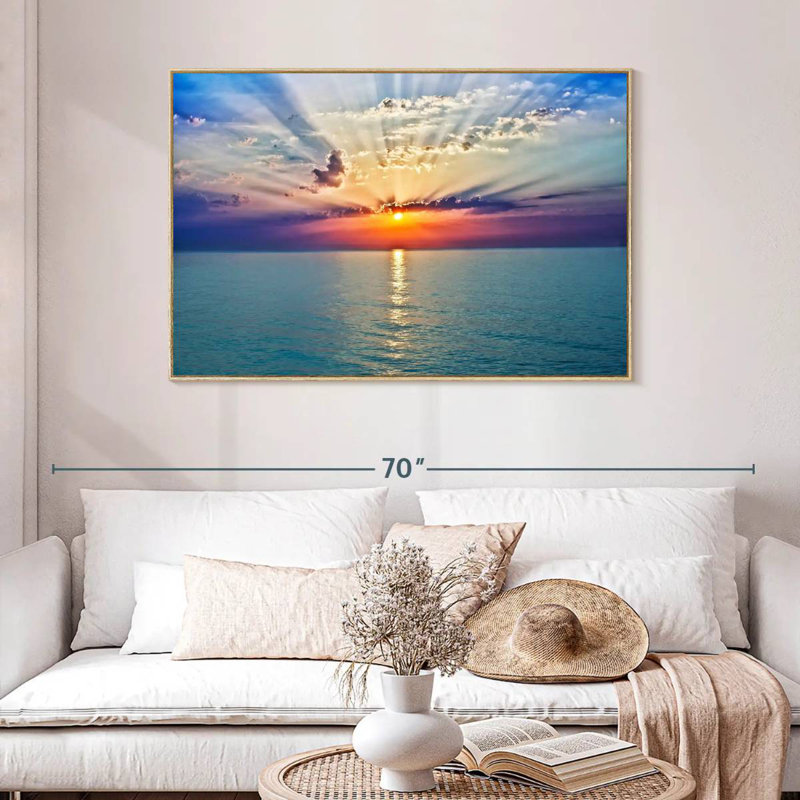 Golden Vanna Sunrise, Cadre flottant en bois naturel, 46 po x 31 po
