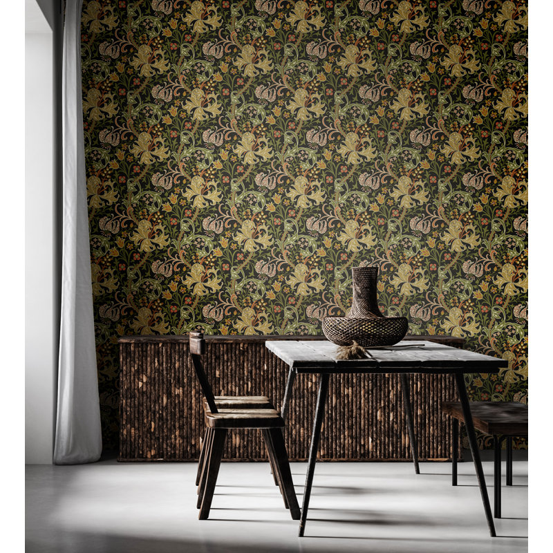 Padstow 10m x 50cm Wallpaper Roll, Ogee Black
