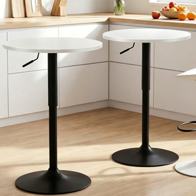 Ensemble de 2 tables de salle à manger rondes modernes de 23,6 po, tables à piédestal à base réglable pour cuisine, coin repas