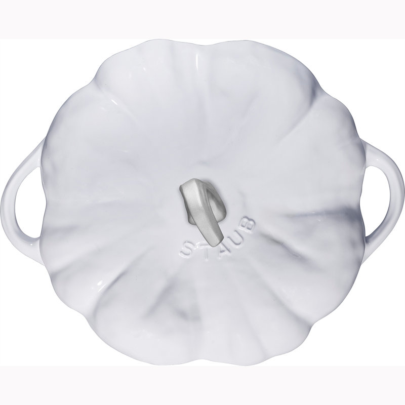 Cast Iron 3.5 Qt Pumpkin Cocotte with Stainless Steel Knob, White