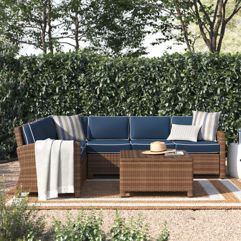 Leandra 5 - Person Patio Conversation Set with Cushions, Navy
