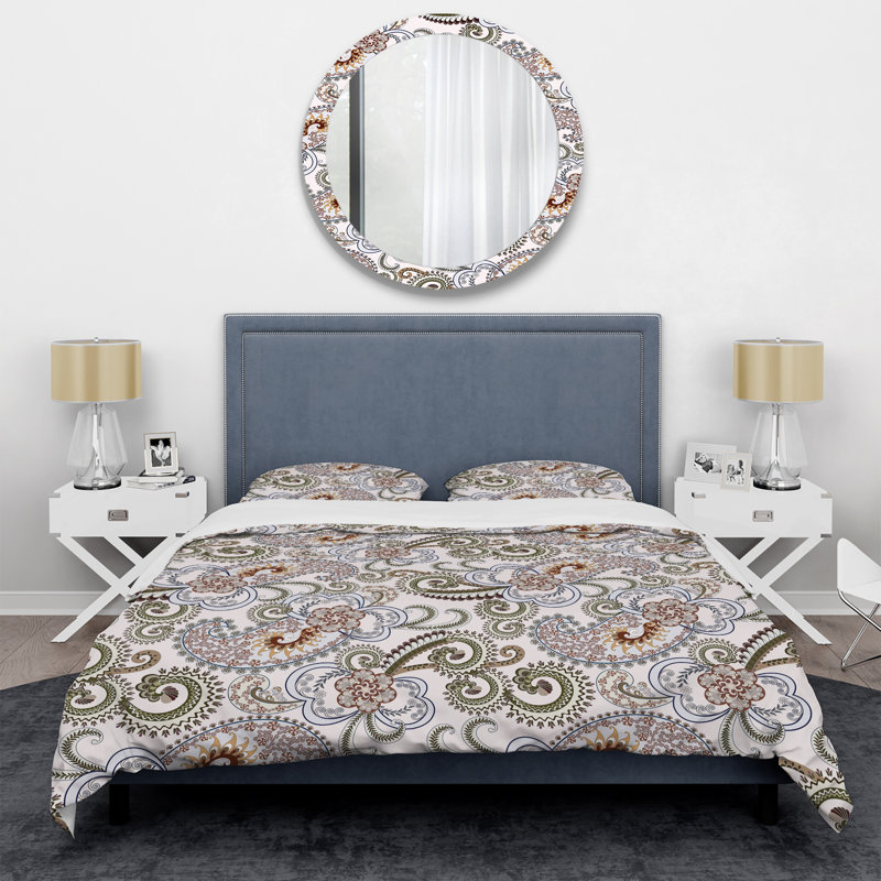 Green/Grey Microfiber Duvet Cover Set, Queen Duvet Cover + 2 Standard Shams