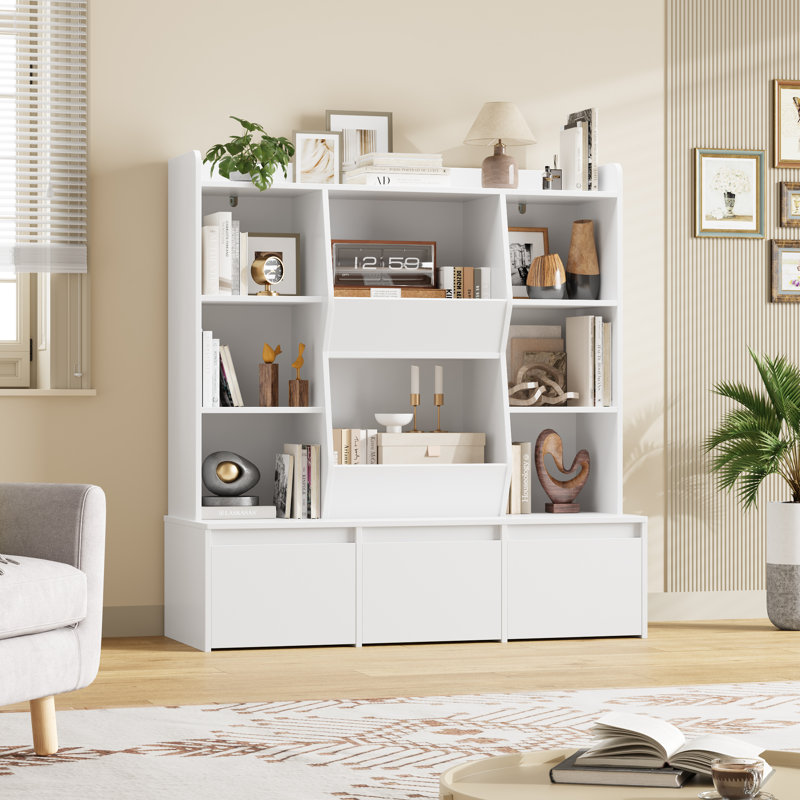 Storage Organizer with 3 Removable Drawers, White Cube Bookcase