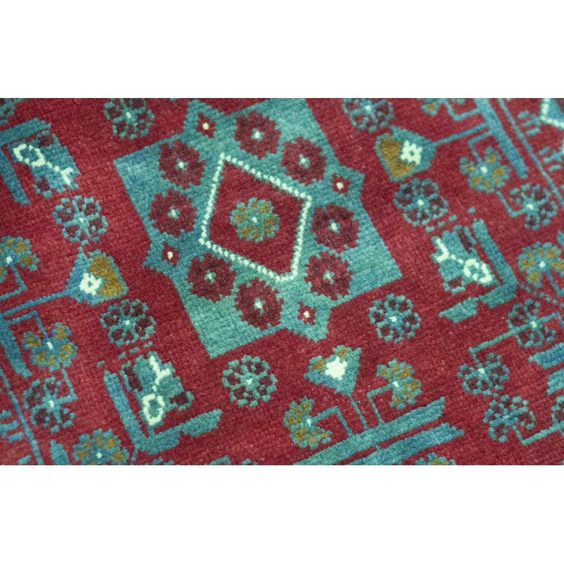 Wool Oriental Area Rug in Red/Light Green