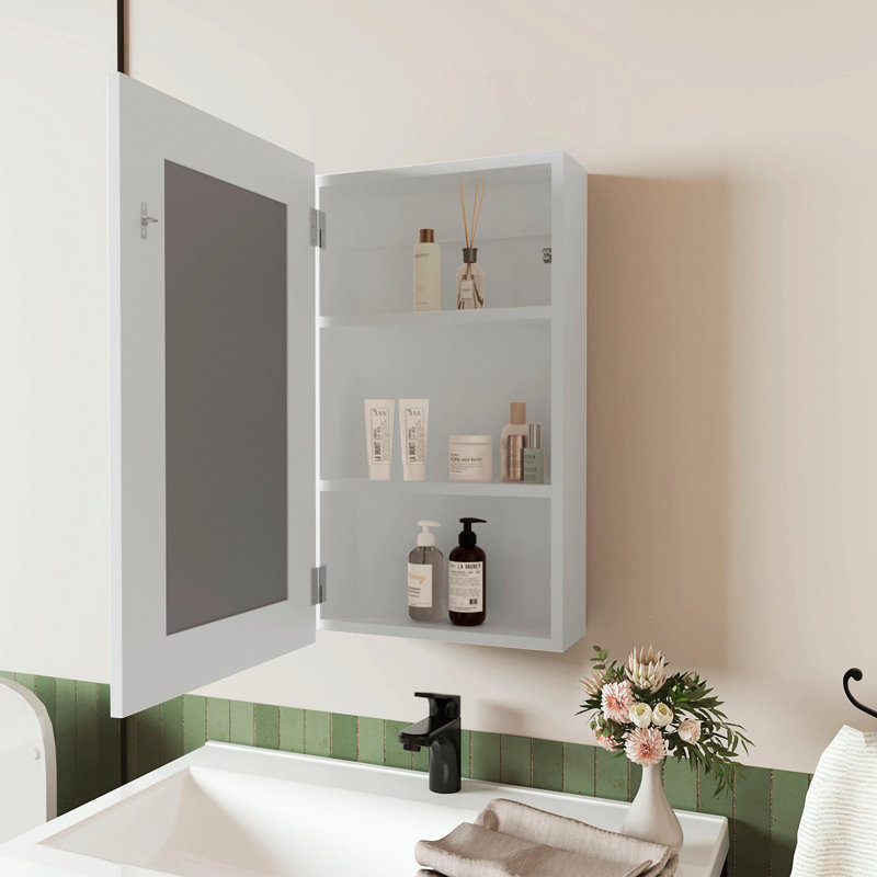 Medicine Cabinet With Included Mirror, White