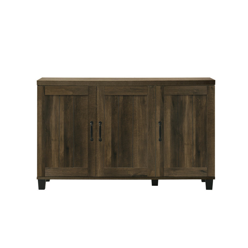Corby 45"W Dark Dusty Oak Finish 3-Door Shoe Cabinet, Dark Oak