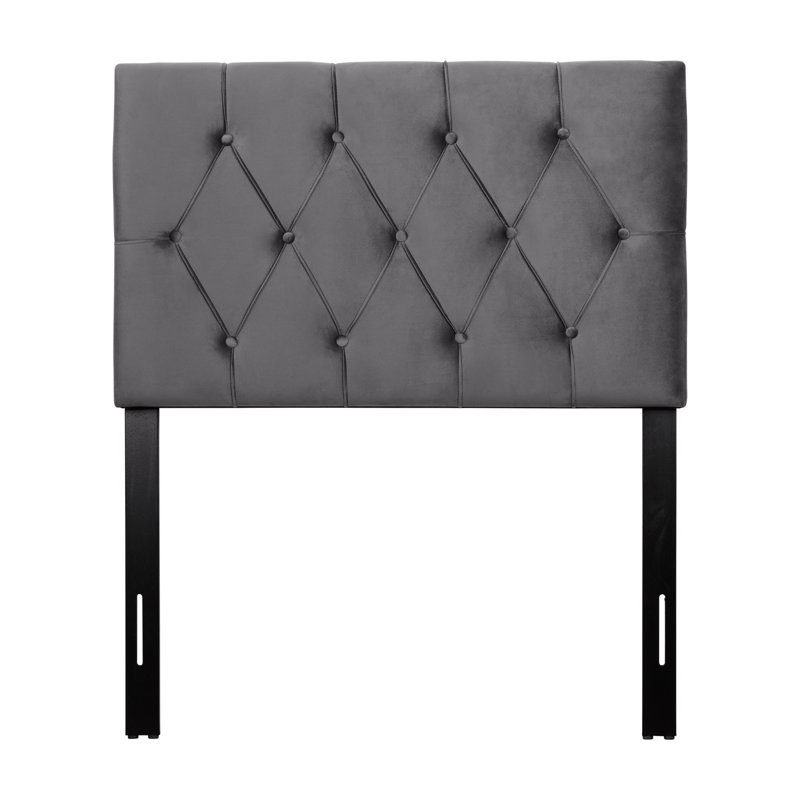 Tête de lit tapissier à panneau Krystal, Gris foncé, Simple