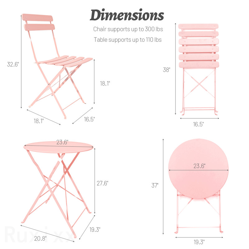 Ensemble de 3 chaises bistro pour terrasse et balcon