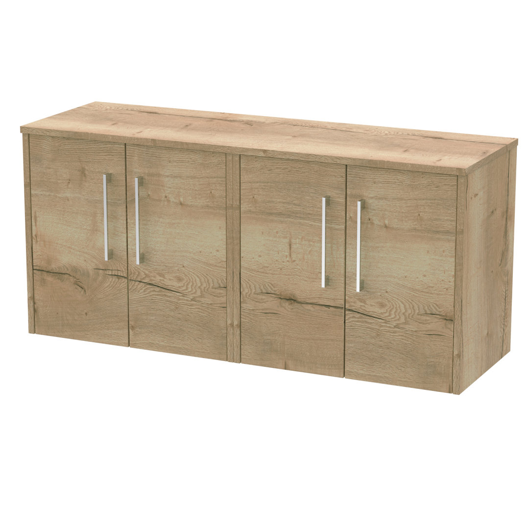 Hudson Reed Autumn Oak Juno Woodgrain Wall Hung 4 Door Vanity Unit With Worktop | | Mdf | 1200Mm - Image 3